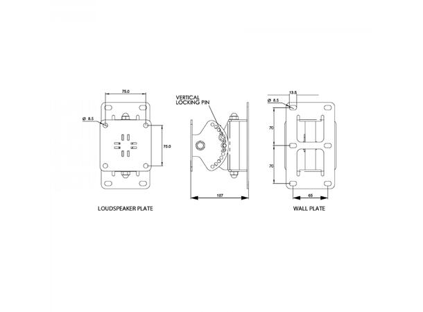 HH Høyttalerbrakett Tessen TNi-BRK30-BK Brakett for TNi serie høyttalere Svart 