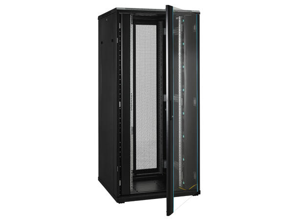 LinkIT Nettverksskap 37U svart B800xD800xH1761 , glass - delt perf 