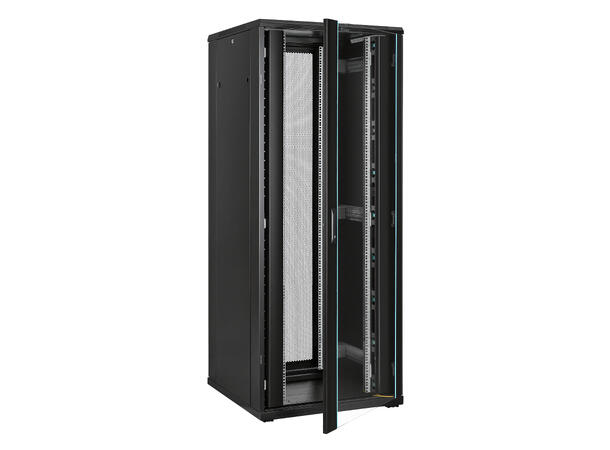 LinkIT Nettverksskap 37U svart B800xD800xH1761 , glass - delt perf 