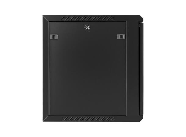 LinkIT Veggskap 12U svart B600xD600xH635 , glass 