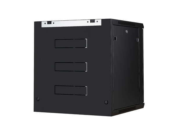 LinkIT Veggskap 19' 12U svart B600xD600xH635 , glass 