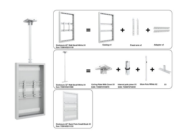 Multibrackets Pro Series - Enclosure 43" Ceiling Small White* 