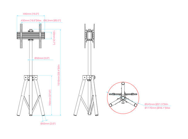 Multibrackets Pro Series - Tripod Stand B2B 32¨-75¨* 