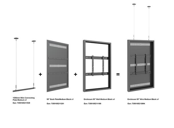 Multibrackets Pro kabinett vajer 55" Svart, 25Kg, 600x400 
