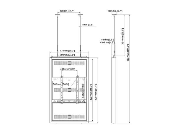 Multibrackets Pro kabinett vajer 55" Svart, 25Kg, 600x400 