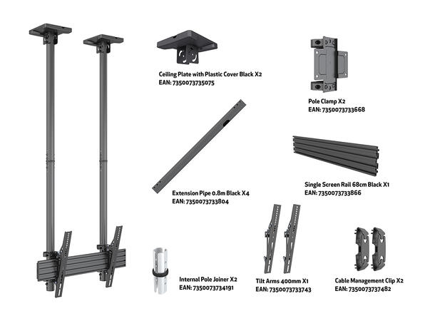 Multibrackets Pro takfeste MBC1USD svart, 600x400, 120Kg, 40-100" 