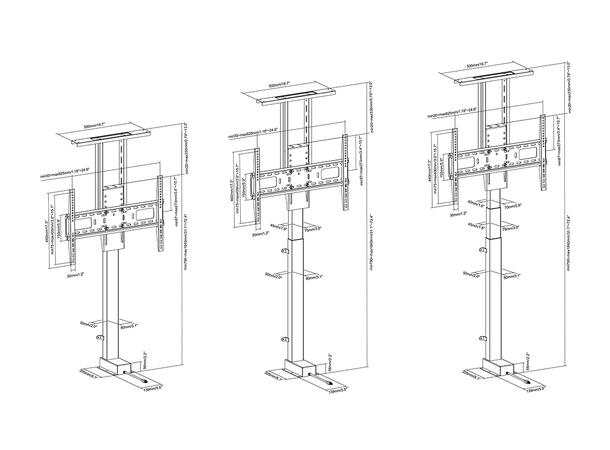 Multibrackets TV heis motorisert XL Svart | 60Kg | 600x400 | 37"-80" 