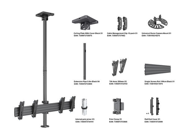Multibrackets Takfeste MBC2X1U CCTV Svart | 200x200 | 30Kg | 58-155cm 