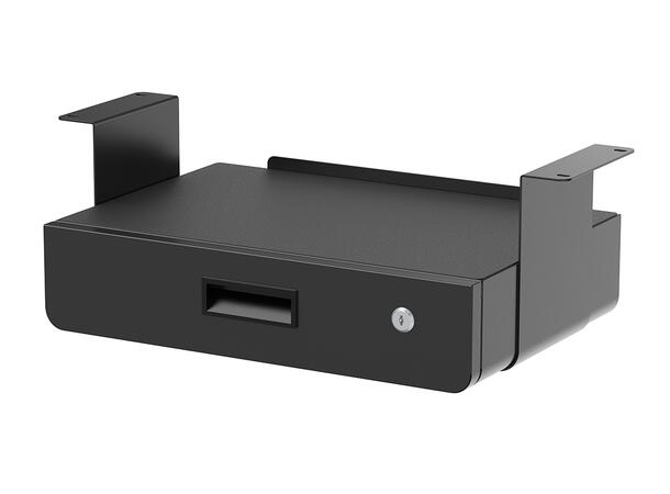 Multibrackets Under Desk Drawer Lockable Black with Shelf 