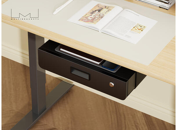 Multibrackets Under Desk Drawer Lockable Black with Shelf 
