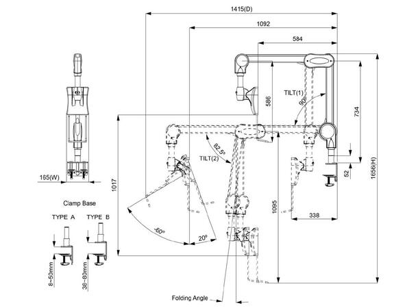 Multibrackets VESA Full Motion Medical A rm 1-7kg, Tableside 