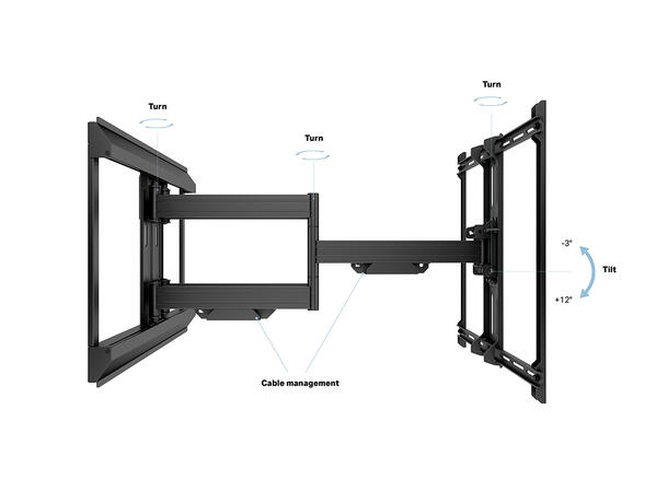Multibrackets Veggfeste Pro Dual HD Svart, 700x500, 70Kg, 7-80cm 42-100" 