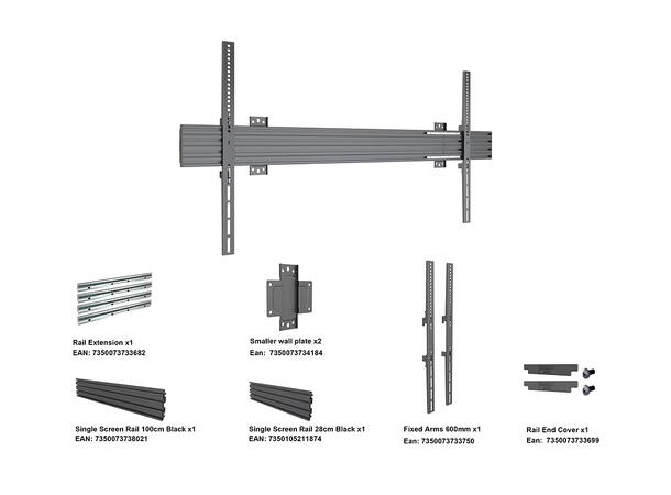 Multibrackets Veggfeste Pro MBW1U 1000 F Svart, 1000x600, 70Kg 