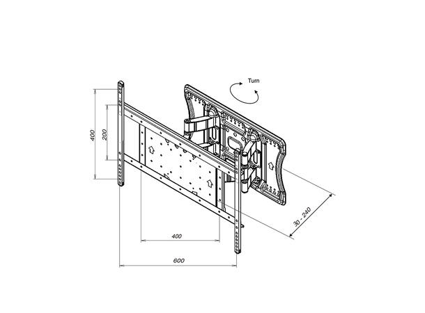Multibrackets Veggfeste T/T SD Sort, 600x400, 100kg, 30cm, 75-100" 