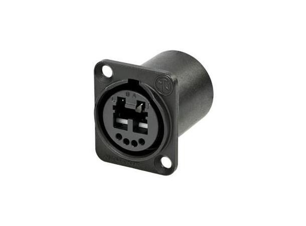 Neutrik OpticalCon DUO LC chassis 2 fiber, 4 cu, sort 