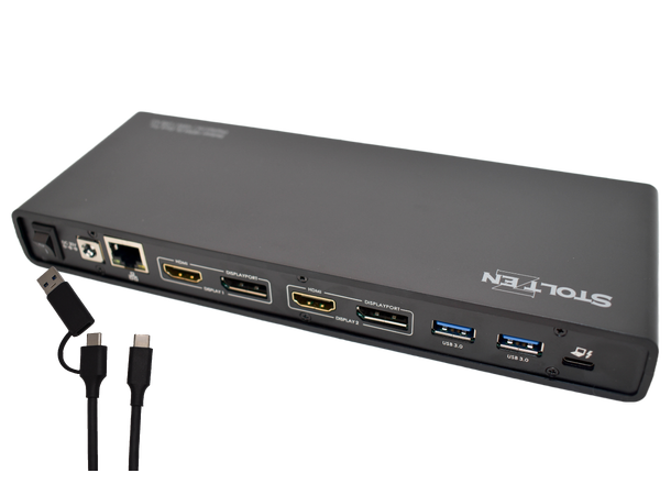 Stoltzen HERA DL-Dock Pro + 3m USB A/C DisplayLink | 100W | USB A/C - Bundle