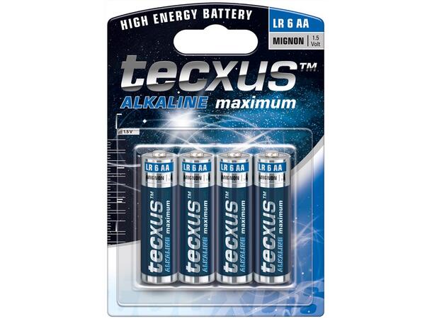 Tecxus Batteri LR6/AA alkalisk Pakke med 4 stk batterier 