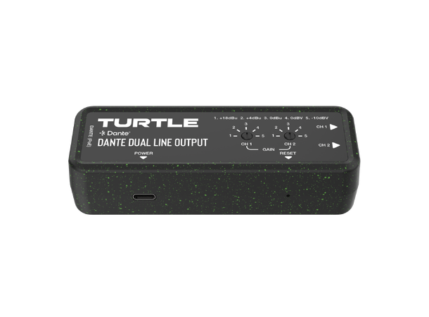 Turtle AV Dante Dual Channel Analog Line Output Adapter w/Gain Controls 