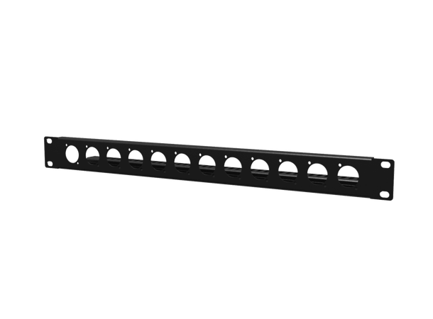 19" blind panel with 12 D-size holes 483x44x83mm | D-Size connectors 