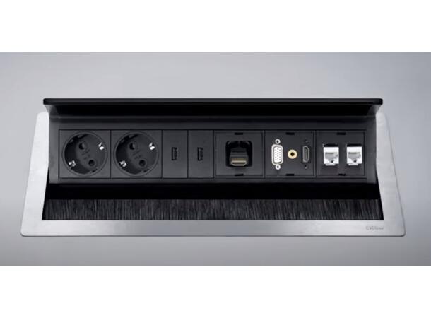 EVOline FlipTop Push  2x stikk, USB-A USB-C | 1x RJ45 | 1x HDMI 