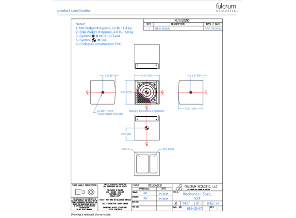 Fulcrum Acoustic RX4 White Coax 4+1,4" 100x100 SPL111/105 16 Ohm 