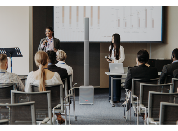 HH Høyttaler Tensor-SOLO Aktiv sett Søyle 6x2,75"  Sub 8" 200W RMS Bag Hvitt 