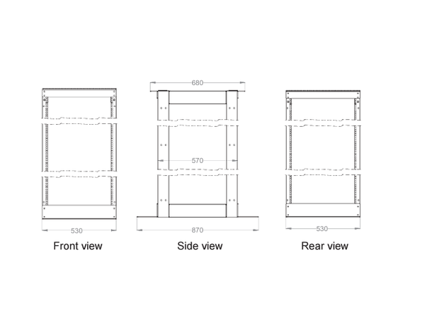 Lande DYNAframe 19'' 42U Black B530xD870xH2022 | 4 posts | 600kg 