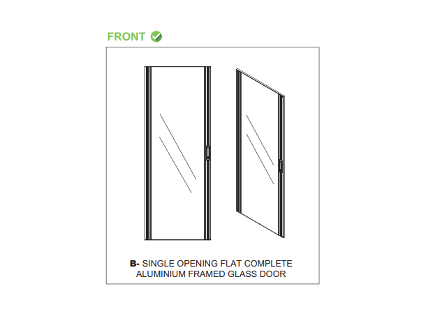 Lande Glas door Dynamic black  B600 12U Sparepart , Glassdør (B) 