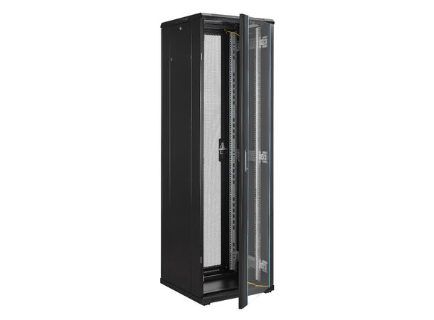 LinkIT Nettverksskap 42U svart B600xD600xH1983 , glass - perforert 