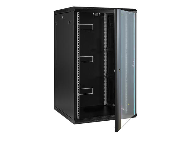 LinkIT Veggskap 20U svart B600xD600xH993 , glass 