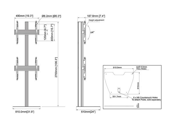 Multibrackets Floorstand Column Pro MBFS C2U 270 Micro Adj* 