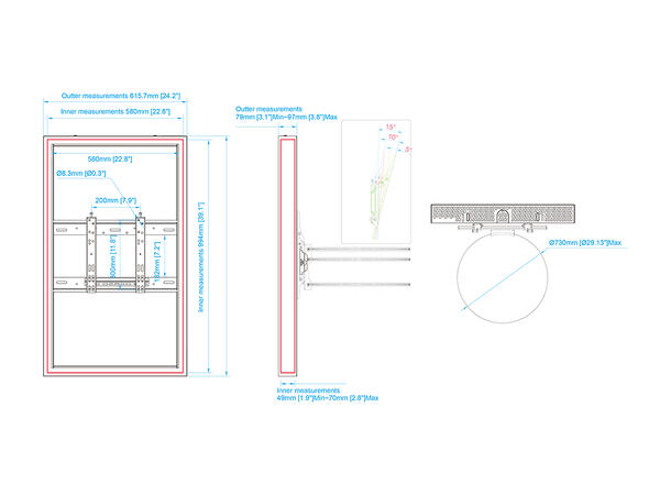 Multibrackets Pro Series - Enclosure 43" Column Medium White* 