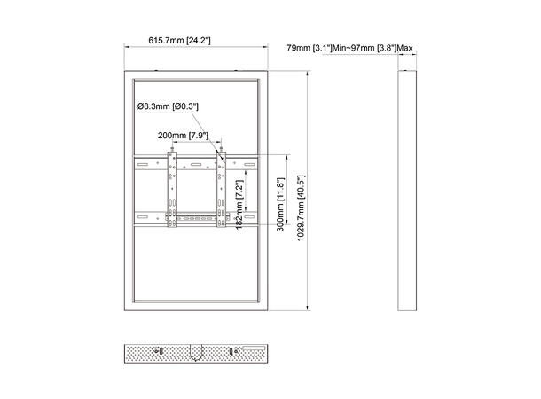 Multibrackets Pro kabinett vegg 43" Svart, 25Kg, Vesa 300x200 