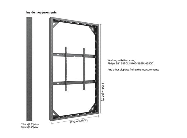 Multibrackets Pro kabinett vegg 98" Svart, 80Kg, Vesa 800x600 