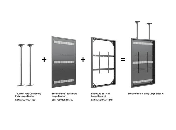 Multibrackets Pro kabinett vegg 98" Svart, 80Kg, Vesa 800x600 