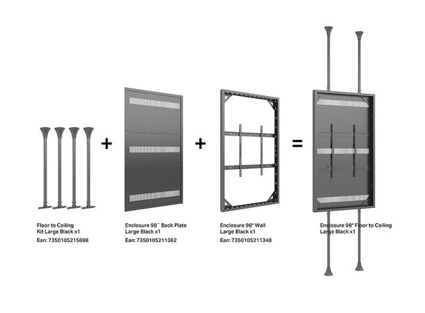 Multibrackets Pro kabinett vegg 98" Svart, 80Kg, Vesa 800x600 