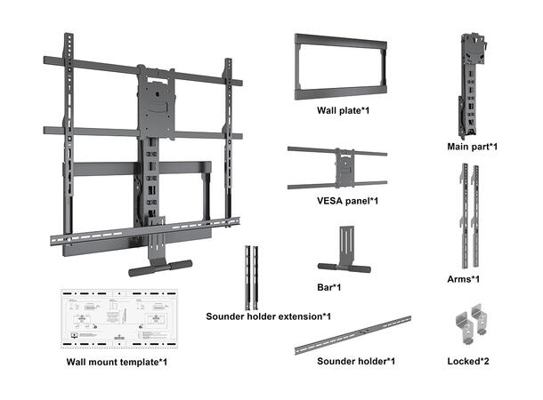 Multibrackets Pull Down X-Large Svart, VESA 800x500, 40 Kg, 55-86" 