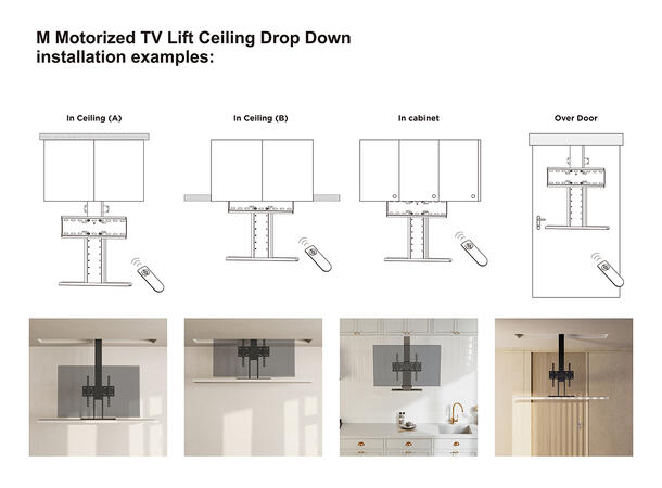 Multibrackets TV heis Drop Down tak Svart, 400x400, 45Kg, 32-55" 
