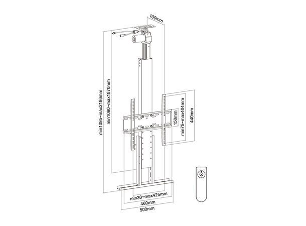 Multibrackets TV heis Drop Down tak Svart, 400x400, 45Kg, 32-55" 