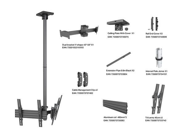 Multibrackets Takfeste Pro MBC2UPV Svart, 400x400, 60Kg, 1155cm, 43"-50" 