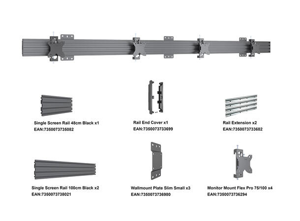 Multibrackets Veggfeste Pro MBW4U Tilt Svart, vesa 75-100, maks10Kg per skjerm 
