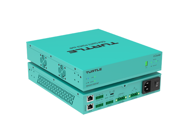 Turtle AV Dante Power Amp 150 Class D Amplifier 2x 75W APM outputs 