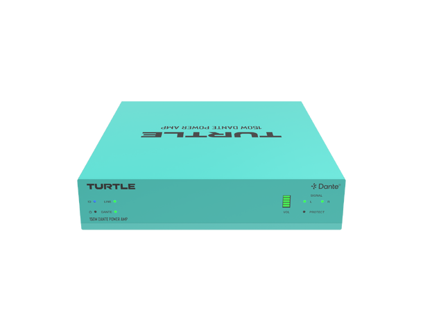 Turtle AV Dante Power Amp 150 Class D Amplifier 2x 75W APM outputs 