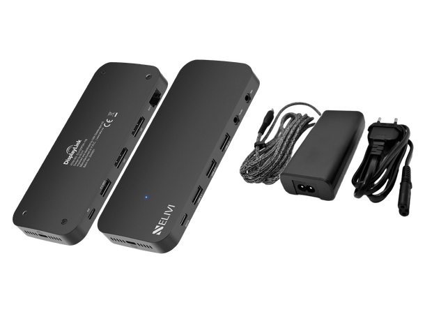 Elivi ORION Docking 2x DP - 65W bundle DisplayLink® ,  Black , DisplayPort 