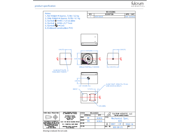 Fulcrum Acoustic RX5-TB Black Coax 5,25+1,7" 90x75 SPL117 150W 16 Ohm 