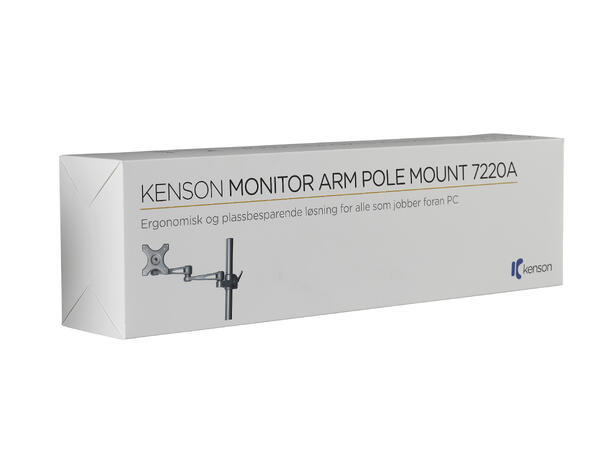 KENSON Monitor Arm Pole 7220A Singel | Sølv | Klemmefeste 