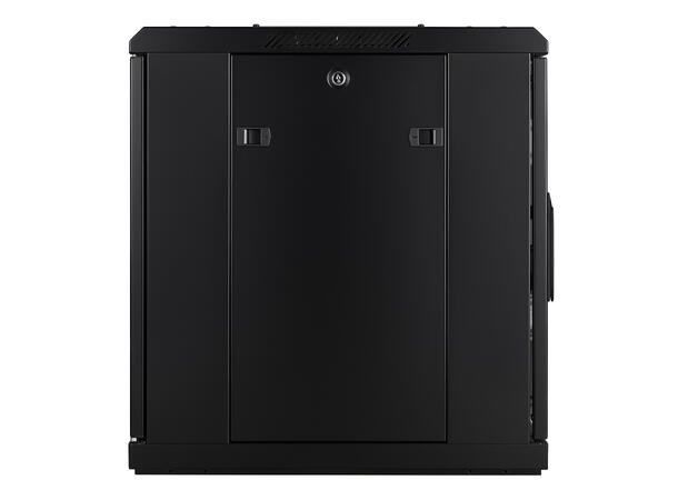 LinkIT Nettverksskap 12U svart B600xD600xH649, glass - perforert 