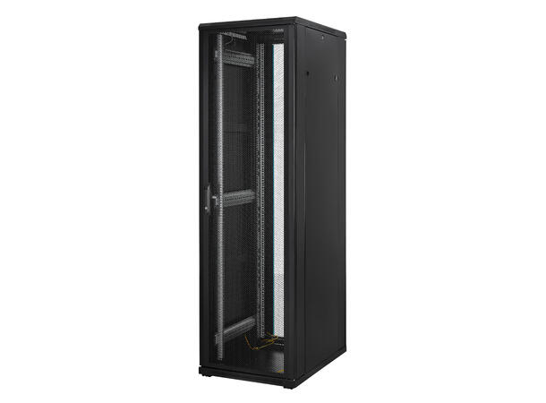 LinkIT Nettverksskap 42U svart B600xD800xH1983, glass - perforert 