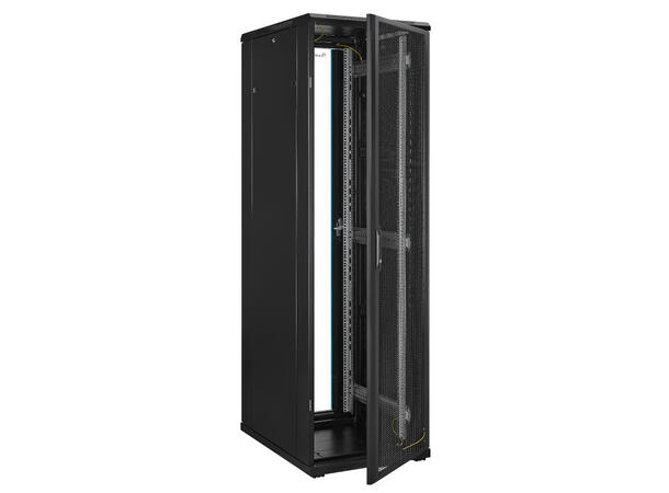 LinkIT Nettverksskap 42U svart B600xD800xH1983, glass - perforert 