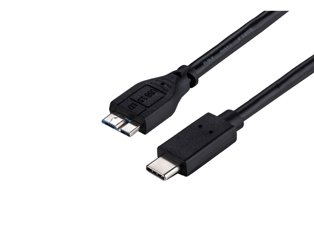 LinkIT USB C - USB MicroB 3.0, 1m, svart Gen 1, 5 Gbps, Svart, han - han. 60W